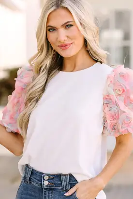 Who You Are White Floral Puff Sleeve Blouse